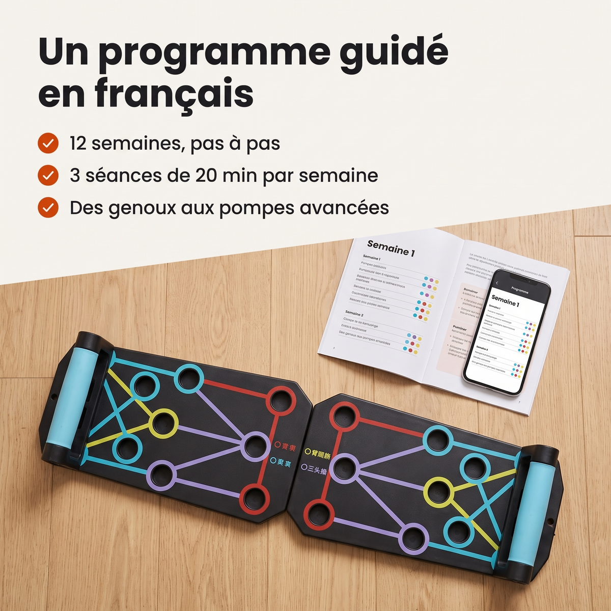 Un programme guidé en français : 12 semaines, 3 séances de 20 minutes par semaine