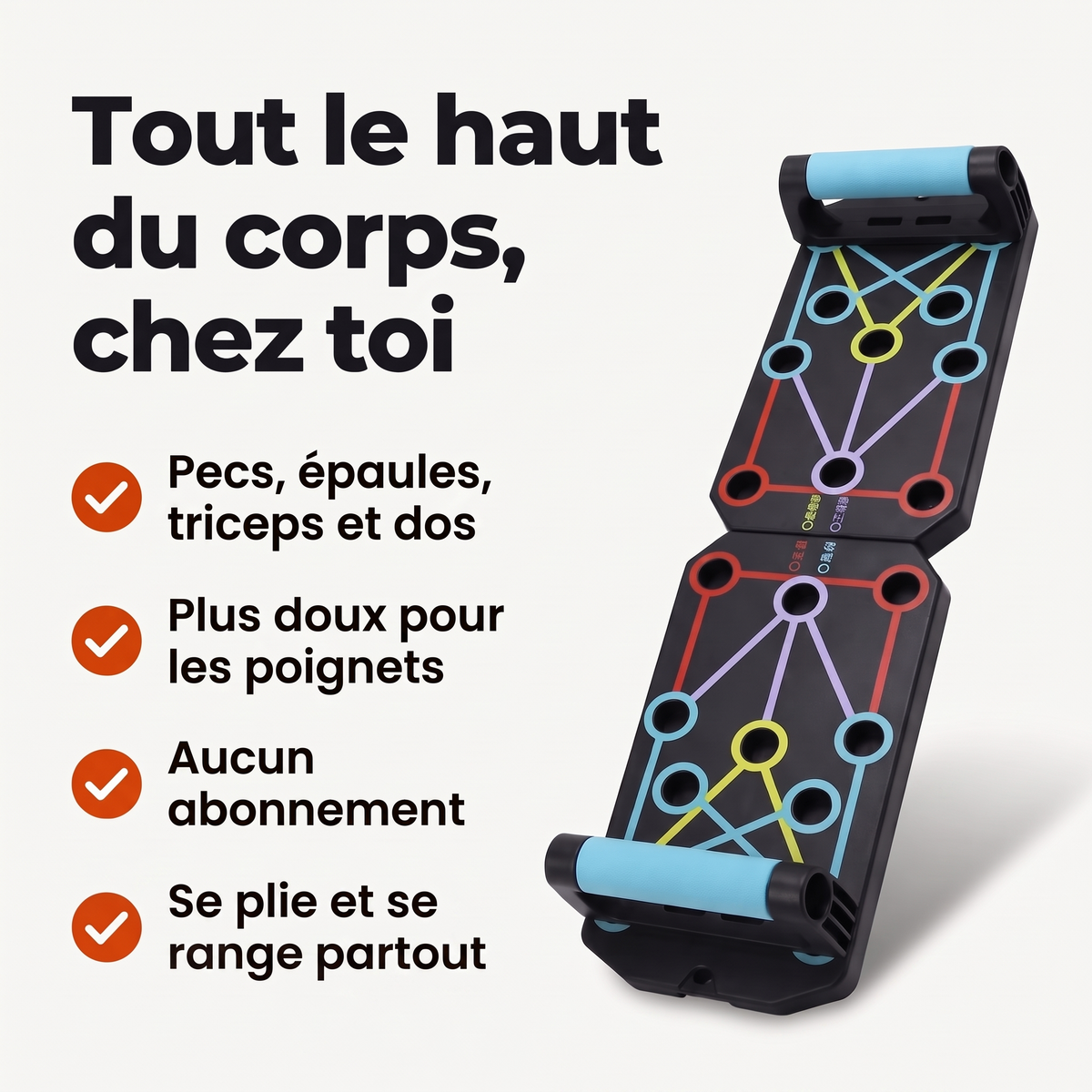 Tout le haut du corps chez toi : pecs, épaules, triceps et dos, sans abonnement